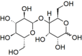 La maltosa està formada per dues glucoses. Fixeu-vos que cap dels dos carbonis que toquen l'enllaç covalent amb l'oxigen té cap grup -OH que li pengi. Això provoca que el hidrogen marcat com a -H estarà àvid d'un oxigen per a formar un grup -OH, que és el que dona el caràcter reductor de la maltosa.