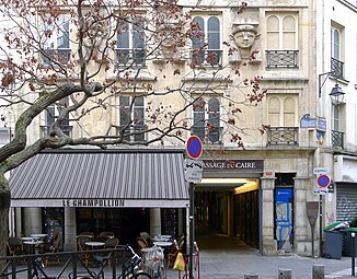 Egyptian Revival windows of a building in Place du Caire (Paris)