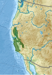 Topografische Karte der westlichen USA mit grün eingezeichneter Verbreitung