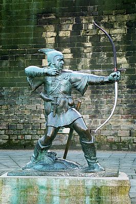 Standbeeld van Robin Hood nabij het kasteel in Nottingham