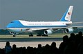 Image 30A Boeing 747 aircraft with livery designating it as Air Force One. The cyan forms, the US flag, presidential seal and the Caslon lettering, were all designed at different times, by different designers, for different purposes, and combined by designer Raymond Loewy in this one single aircraft exterior design. (from Graphic design)