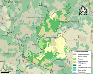 Carte en couleurs présentant l'occupation des sols.