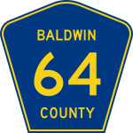 County Road 64 marker in Baldwin County, Alabama