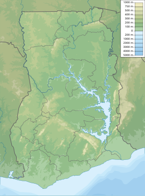 Map showing the location of Bobiri Forest Reserve and Butterfly Sanctuary