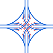 Four-level stack: used as a major junction, usually for freeway junctions