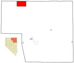 Location of Owyhee, Nevada