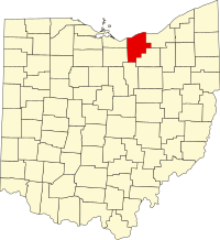 Map of Ohajo highlighting Lorain County