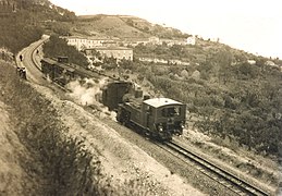 1912 circa - Uno dei primi convogli in transito sulla tratta a cremagliera della ferrovia