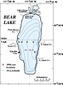 Bathymetric chart of Bear Lake in Utah