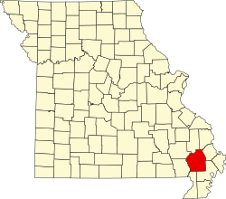 Karte von Stoddard County innerhalb von Missouri