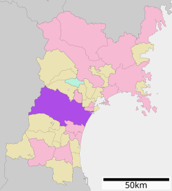 Vị trí của Sendai ở Miyagi