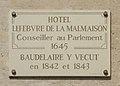 L'Hotel Lefebvre de la Malmaison, dove soggiornò Baudelaire dal 1842 al 1843.