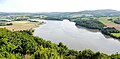 Aulne maritime : vue vers l'amont depuis le belvédère de Rosnoën ; à droite de la photographie, le Ménez-Hom.