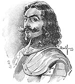 D'Artagnan à trois âges de sa vie. Vues d'artiste d'Eugène Damblans en frontispice des trois volumes d'une réédition de l'ouvrage de Gatien de Courtilz de Sandras, Mémoires de Monsieur D'Artagnan, Capitaine Lieutenant de la première Compagnie des Mousquetaires du Roi, Le Cadet, 1896.