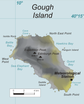 Carte topographique de l'île Gough