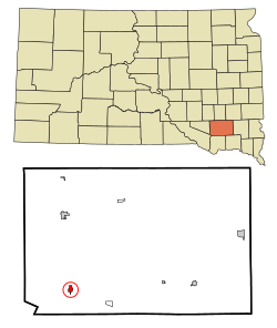 Location in Hutchinson County and the state of South Dakota