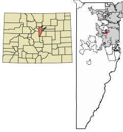 Location of the East Pleasant View CDP in Jefferson County, Colorado.