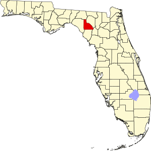 Map of Florida highlighting Lafayette County