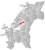 Inderøy markert med rødt på fylkeskartet