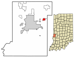 Location of Seelyville in Vigo County, Indiana.