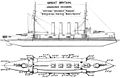 Right elevation and deck plan, from Brassey's Naval Annual 1906