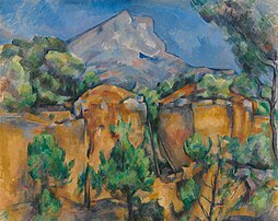 La Montagne Sainte-Victoire vue de la carrière Bibémus, tableau de Paul Cézanne (vers 1897, musée d'Art de Baltimore). (définition réelle 5 508 × 4 381)