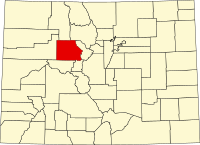 Map of Kolorado highlighting Eagle County