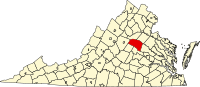 Map of Virginia highlighting Louisa County