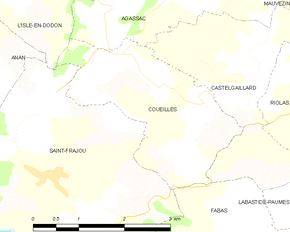 Poziția localității Coueilles