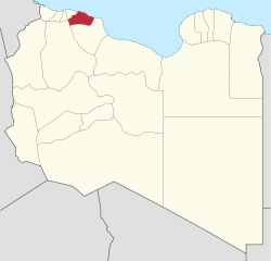 Map of Libya with Murqub district highlighted