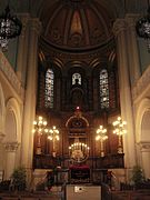 L'intérieur de la Grande synagogue à Bruxelles.