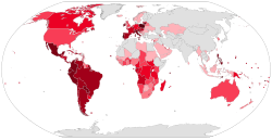 Distribution of Catholics around the world