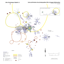 Carte d'un site avec des dessins et des inscriptions.