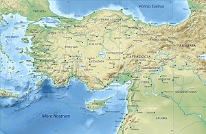 Vị trí Phrygia ở vùng Anatolia