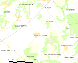 Mapa obce Heuilley-le-Grand