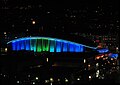 Das beleuchtete Scandinavium bei Nacht