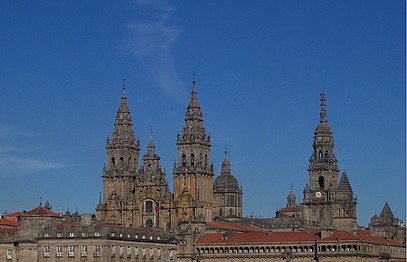 A catedral vista de sudoeste (lado da Fachada do Obradoiro)