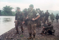 An NCO of The Lincoln and Welland Regiment attached to a rifle company of the affiliated Bermuda Regiment training in Jamaica, 1996.