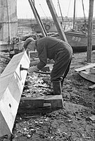 Rye Shipyard – the construction of motor fishing vessels, Rye, Sussex, England, UK, 1944