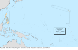 Map of the change to the United States in the Pacific Ocean on August 6, 1936