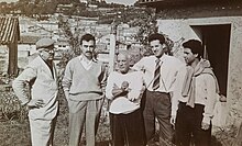 Da sinistra a destra: Sergio Amidei, Luciano Emmer, Pablo Picasso, Giulio Gianini e Gian Berto Vanni.