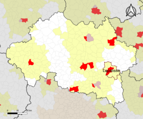 Localisation de l'aire d'attraction de Lapalisse dans le département de l'Allier.