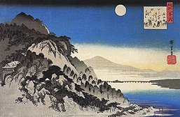 Full moon over a mountain landscape, trong Eight Views of Ōmi