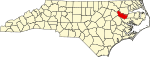 Mapa de Carolina del Norte con la ubicación del condado de Martin