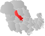 Mapa do condado de Vestfold og Telemark com Seljord em destaque.