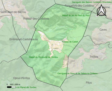 Carte des ZNIEFF de type 1 sur la commune.