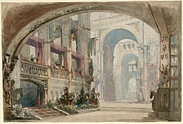 Charles-Antoine Cambon - Set design for the première of Rossini's Robert Bruce, Act III, Scene 3