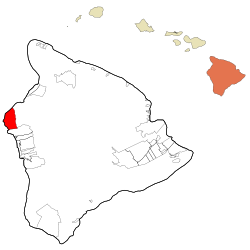 Location in Hawaii County and the state of Hawaii