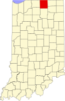 Map of Indiana highlighting Elkhart County