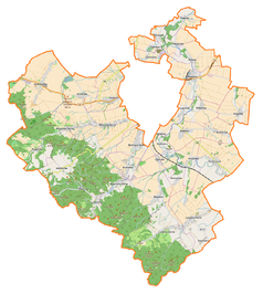 Mapa konturowa gminy wiejskiej Świdnica, po lewej znajduje się punkt z opisem „Witoszów Górny”